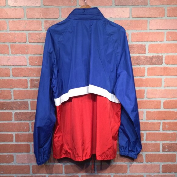 Vintage Woolrich Mens Red Blue Nylon Windbreaker Jacket Hidden Hood Size L - Picture 3 of 11
